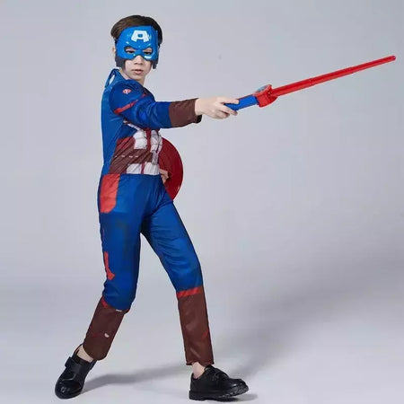 Capitão américa traje muscular super-herói capitão américa músculo cosplay macacão escudo halloween carnaval festa traje para criança