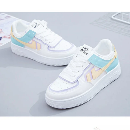 Sapatos de corrida casuais planos com cordões elegantes, tênis de corrida confortáveis de sola grossa, dedo do pé redondo, respirável, resistente ao desgaste