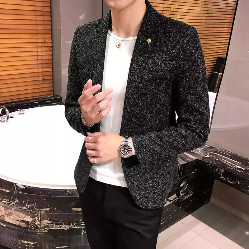Terno casual blazer masculino, jaqueta formal, design popular, vestido, casacos de negócios, plus size, S-4XL, 2023