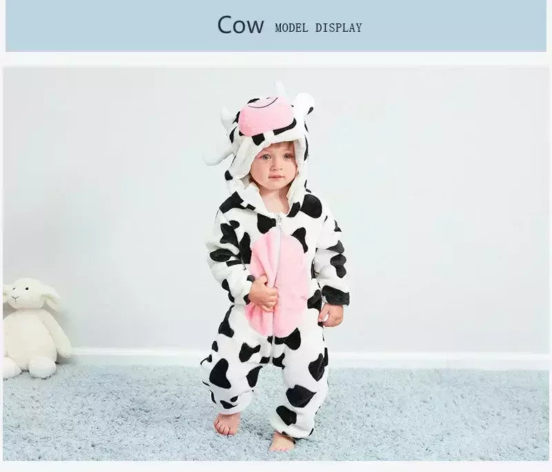 Macacão de flanela para bebés, Macacão Kigurumi, Macaco, Unicórnio, Vaca, Leão, Animal Cosplay, Pijama para 1 a 4 anos Crianças, Meninos, Inverno