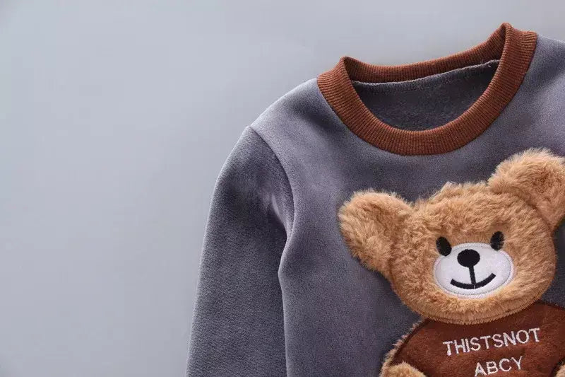 Conjunto infantil de três peças com capuz, terno casual confortável para menino, quente, fofo, moda menina, 12M-4 anos, outono, inverno, novo