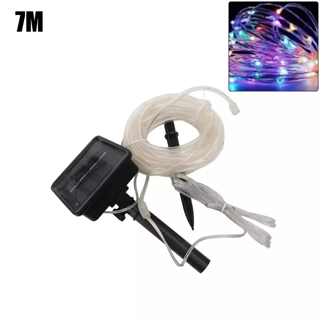 Led solar corda luz de tira corda 7m jardim iluminação rua guirlanda natal luzes fadas ao ar livre ip65 à prova dip65 água tubo lâmpada