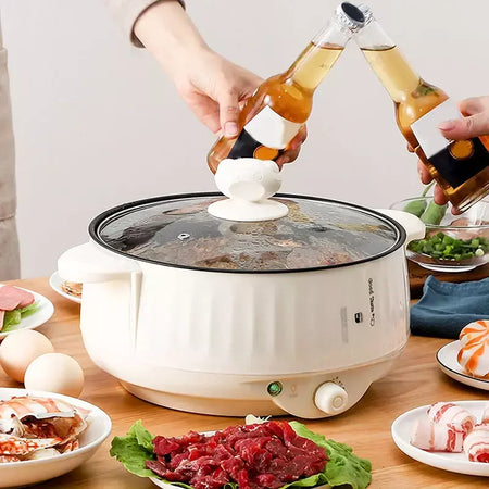 Frigideira elétrica multifuncional, 1.7/3.2/3.7l, antiaderente, fogão lento, grande capacidade, panela quente elétrica, suprimentos de cozinha