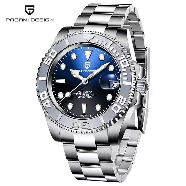 Pagani design esportes masculino relógio de pulso mecânico safira luxo relógio automático para homem aço inoxidável à prova dwaterproof água