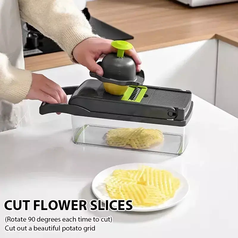 Cortador de vegetais multifuncional, ferramenta de cozinha, picador de alimentos 5 em 1 para tomate, cenoura, queijo, cebola, fatiador portátil, ralador