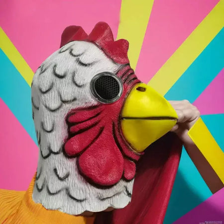 Adereços de galo branco máscara de frango louco dia dos tolos de abril fantasia festa cabeça de animal adereços cosplay acesso de carnaval