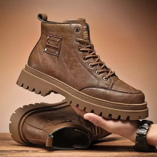 Botas Chukka de couro impermeáveis para homens, Botas Oxford Casual Lace Up Ankle, Sapatos de vestido diário