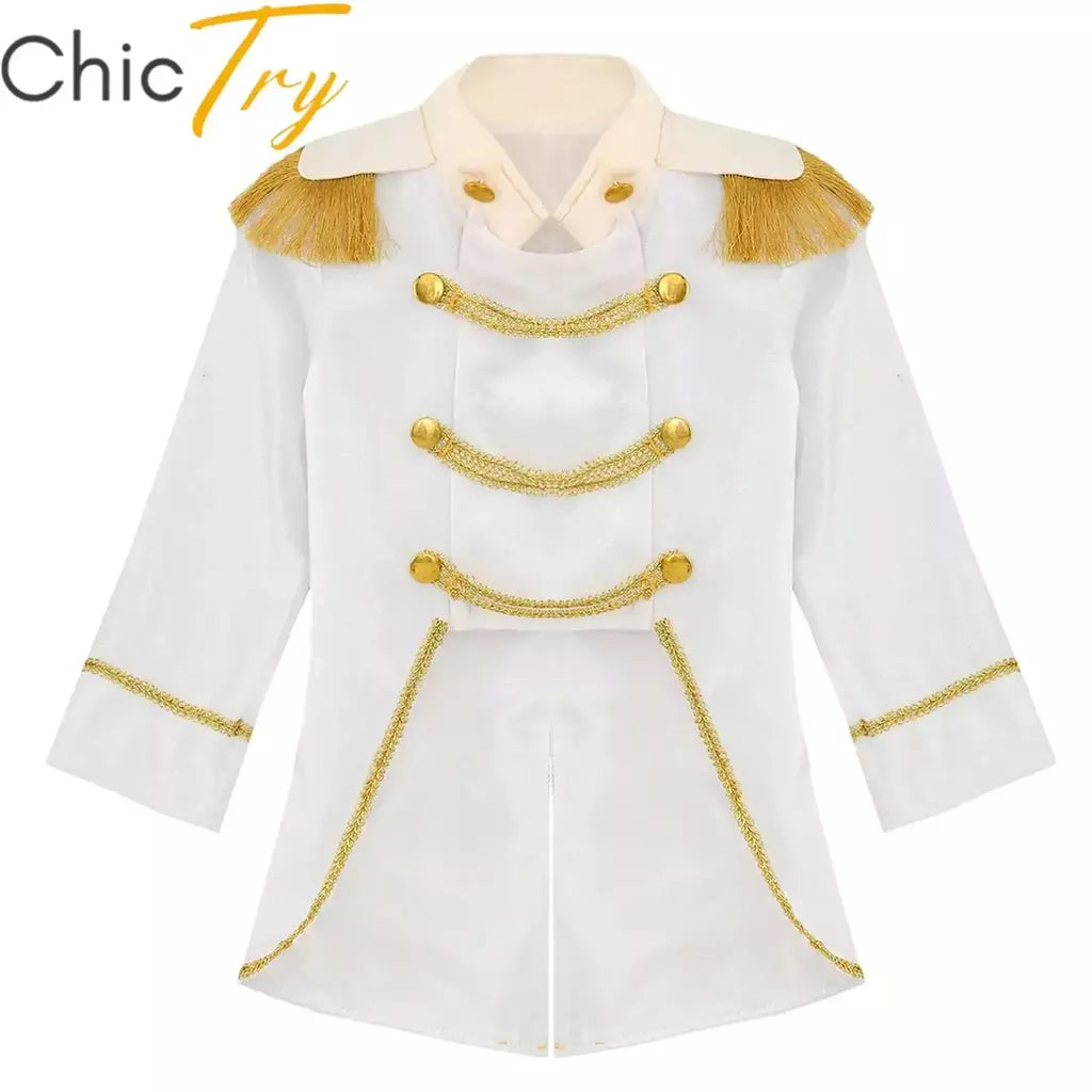 Meninos príncipe cosplay traje manga longa franja de ouro trança veludo smoking tailcoat tribunal real cosplay jaqueta vestir-se