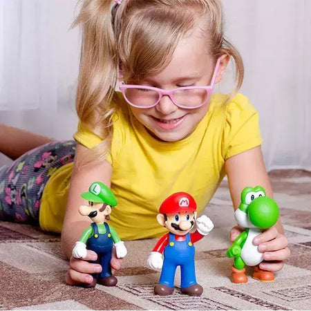 Super mario bros boneca yoshi pêssego princesa sapo figura de ação brinquedos mario luigi crianças presente aniversário natal decoração do bolo modelo