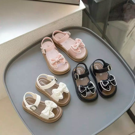Meninas princesa sandálias de verão crianças verão sapatos de praia sapatos de dedo do pé aberto moda bowknot casual meninas sandálias sapatos de verão