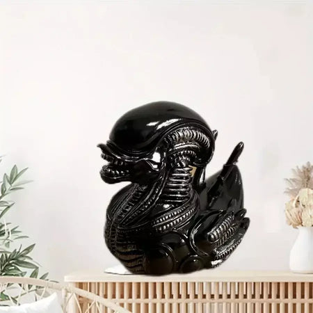 Estátua de resina de pato alienígena, decoração de pato alienígena malvado, painel de carro de resina e decoração de mesa, ideias divertidas para presentes