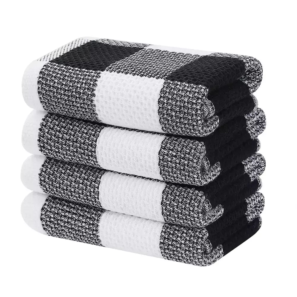 Homaxy-Super Absorvente Algodão Toalhas De Cozinha, Toalha De Microfibra Macia, Secagem Rápida, Lavar Pano De Limpeza, Doméstico, 4Pcs