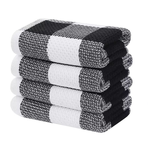 Homaxy-Super Absorvente Algodão Toalhas De Cozinha, Toalha De Microfibra Macia, Secagem Rápida, Lavar Pano De Limpeza, Doméstico, 4Pcs