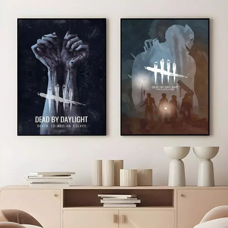 Jogo d-dead by d-daylight horror aterrorizante cartaz pegajoso impressão de arte de parede à prova dwaterproof água casa sala de estar barra decoração estética