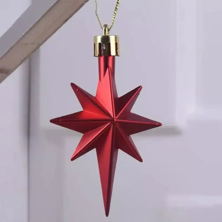12pçs enfeites de suspensão de natal de plástico, pingente de árvore de natal em forma de estrela brilhante, suprimentos para festa diy, decorações de festival