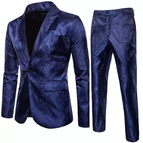 (Jaqueta + calças) conjuntos de terno fino casual de negócios masculino, moda impressa smoking vestido formal de casamento blazer ternos de performances de palco