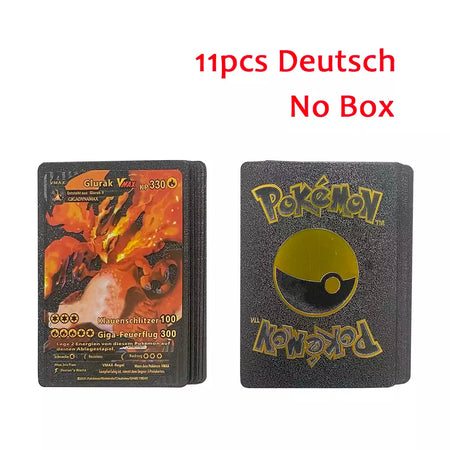 Novo 27-110 pçs cartas pokemon cartões francês inglês espanhol alemão folha de ouro silve cartões charizard vmax gx jogo coleção cartão