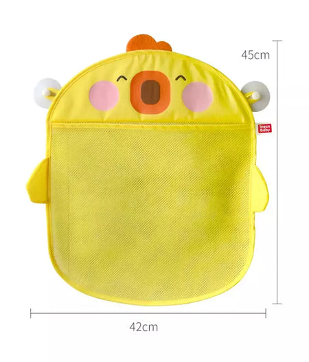 Qwz novo pato dos desenhos animados do bebê saco de malha do banheiro otário design para brinquedos de banho crianças formas animais pano areia brinquedos armazenamento net saco