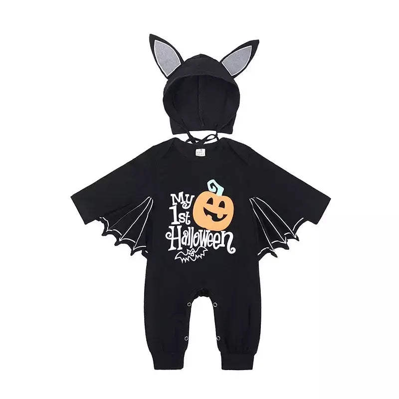 Umorden 2 pçs/set unissex morcego preto traje do bebê meninas meninos meu primeiro roupa de halloween algodão 3-6m 6-12m 12-18m 18-24m