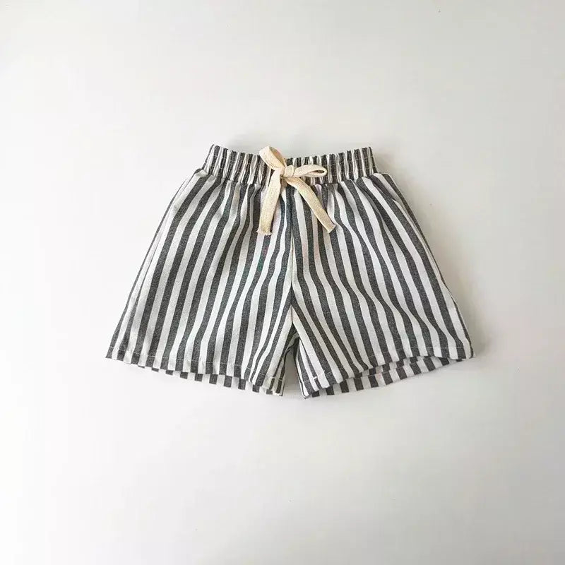 Primavera verão meninos listrado calças soltas bebê menina vintage casual linho algodão harlan calças crianças rendas-up calça crianças roupas
