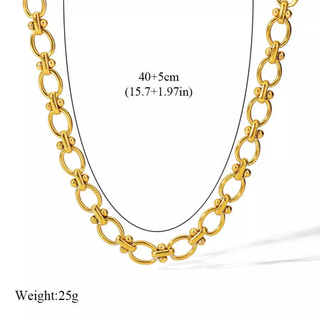 Eilieck 316l aço inoxidável metal charme corrente colar jóias de declaração 18k pvd banhado colar de pescoço corrente para mulher