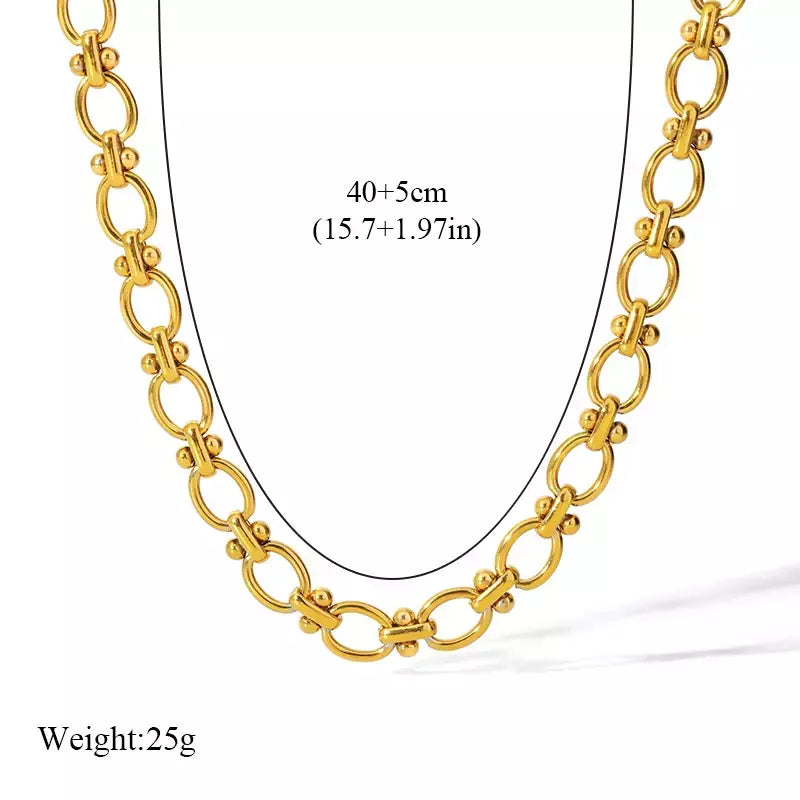 Eilieck 316l aço inoxidável metal charme corrente colar jóias de declaração 18k pvd banhado colar de pescoço corrente para mulher