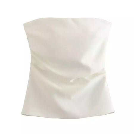 TRAF-Blusa sem mangas sem alças para mulheres, tops femininos, zíper traseiro, roupas de rua, tanque chique, moda verão, nova