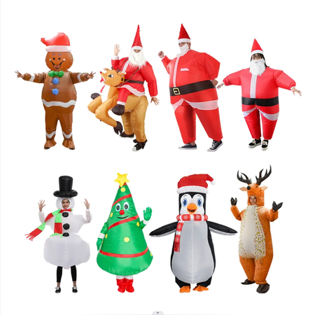 Natal engraçado trajes infláveis homem de gengibre papai noel elk boneco de neve árvore pinguim adulto criança halloween carnaval festa