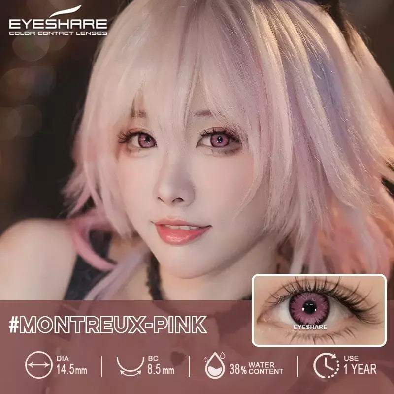AMARA 1 par de lentes de contato coloridas para olhos, lentes azuis para cosplay de anime, lentes coloridas roxas, rosa y2k, lentes vermelhas coloridas
