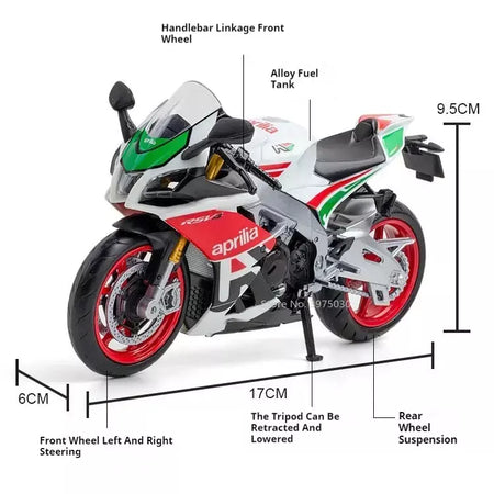1:12 apulia rsv4 suzuki gsx liga modelo de carro da motocicleta brinquedos diecast roda dianteira direção suspensão da roda traseira presentes das crianças