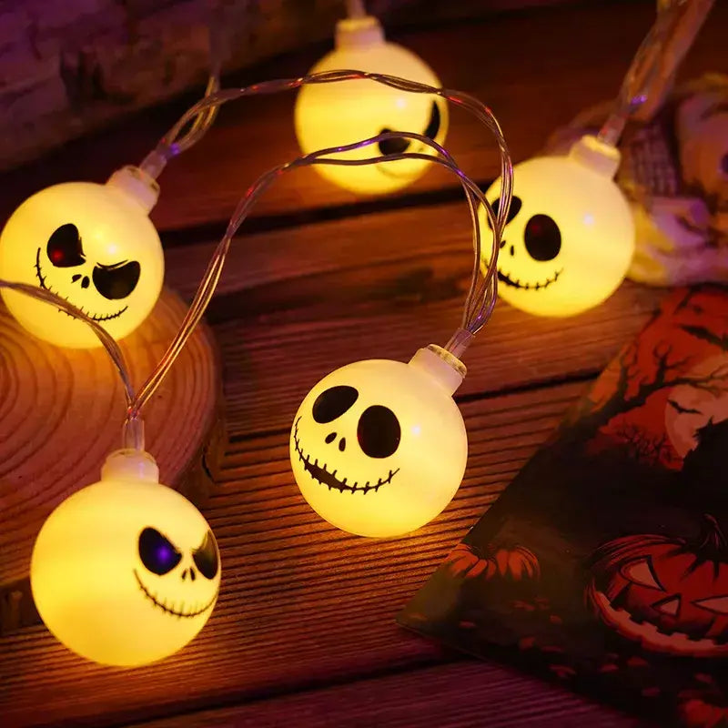 2025 decoração do dia das bruxas luzes da corda fantasma led espectro assustador luzes de fadas fantasmas bateria operado festa decoração interior 830