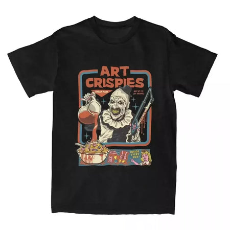 Art Crispies Terrifier Clown Camisa Vestuário Masculino Feminino Pura Moda Retro Horror Camiseta Roupas Impressão Gráfica 71724