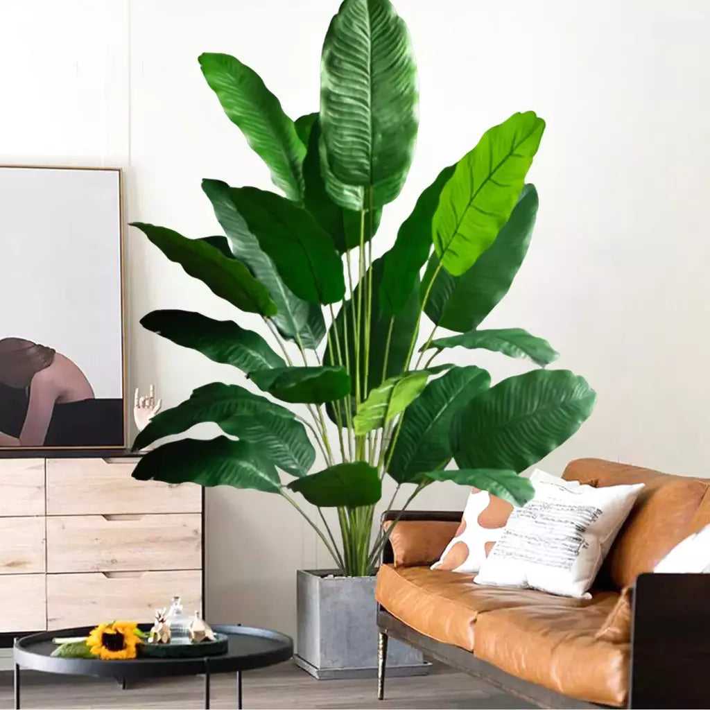 65-125cm/47.2in grande palmeira tropical falso banana planta folhas toque real strelitzia reginae planta de plástico para casa jardim