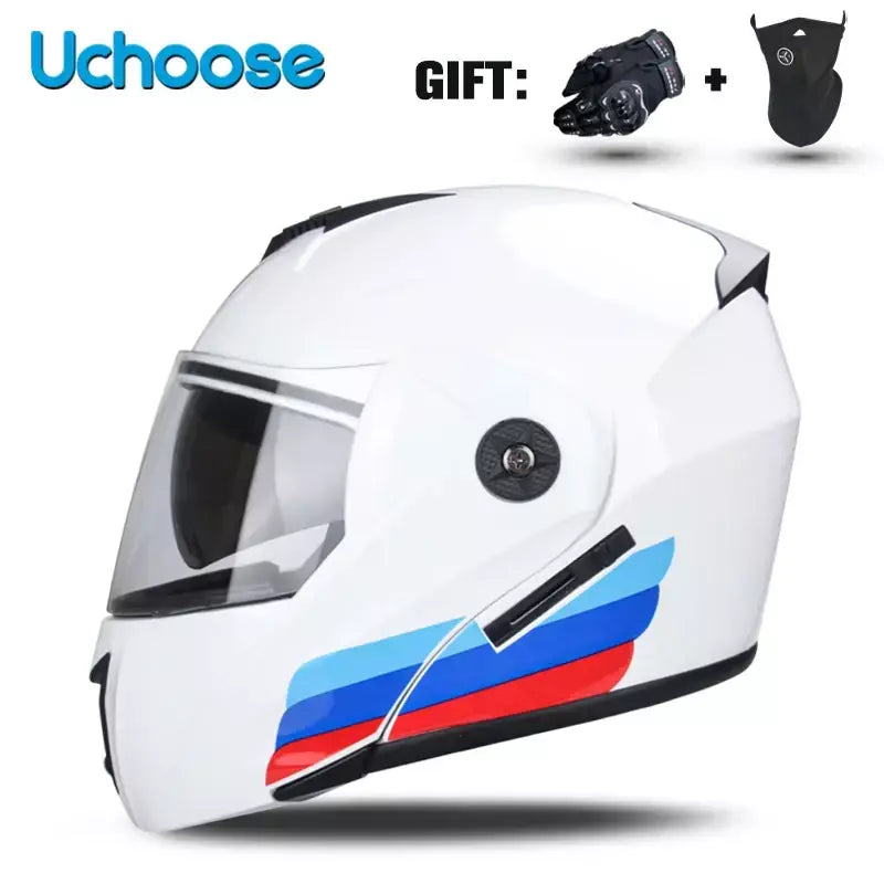 Unisex Capacete com viseira, lente dupla, seção transversal, segurança, modular, flip, capacete, certificação DOT, Uchoose