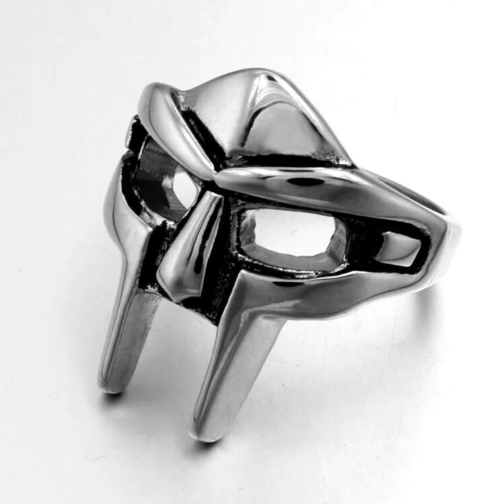 Vintage goth mf doom máscara anel de articulação ajustável para homens gladiador punk egípcio faraó masculino anel aberto jóias