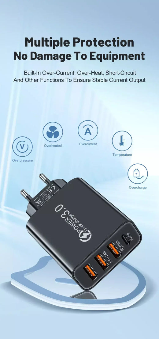 Carregador de parede multiportas total de 20W USB PD adaptador para Xiaomi iPhone 13 12 para carregamento de plugue de celular Samsung