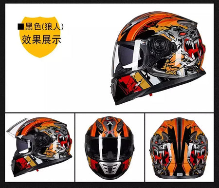 Gxt palhaço rosto cheio capacete da motocicleta lente solar interna motocross casco moto leve segurança bicicleta de rua equitação rápida casque moto