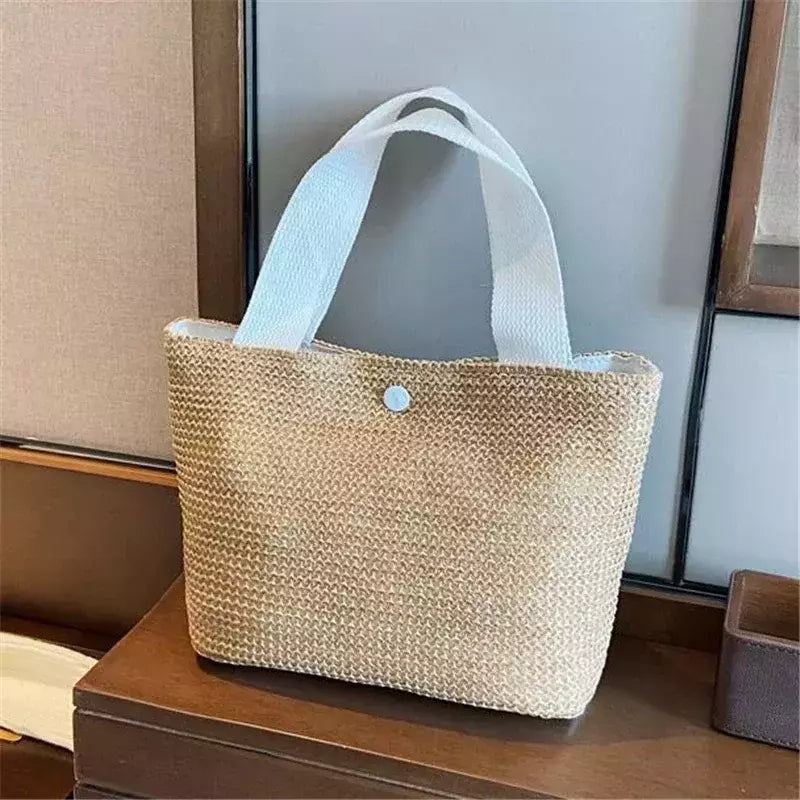 Fsafashion-bolsa de tecido palha para mulheres, bolsa casual para férias, bolsas com alça superior, bolsas de ombro retrô artesanais, moda feminina, 2024