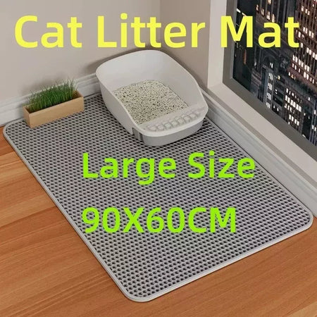 Impermeável Double Layer Pet Litter Mat, Cat Litter Box, Pet WC, Antiderrapante, Areia, Lavável, Limpo, 90x60cm