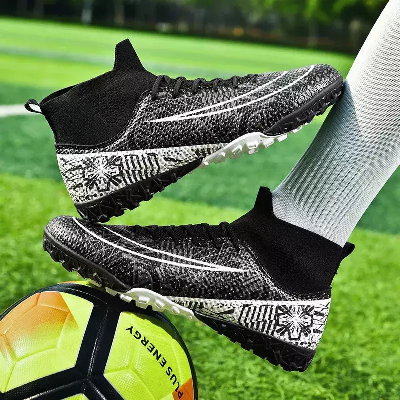Botas de futebol masculinas longas, grama artificial, tênis de futsal, esportes ao ar livre, crianças, tênis de futebol para meninos, original, sociedade