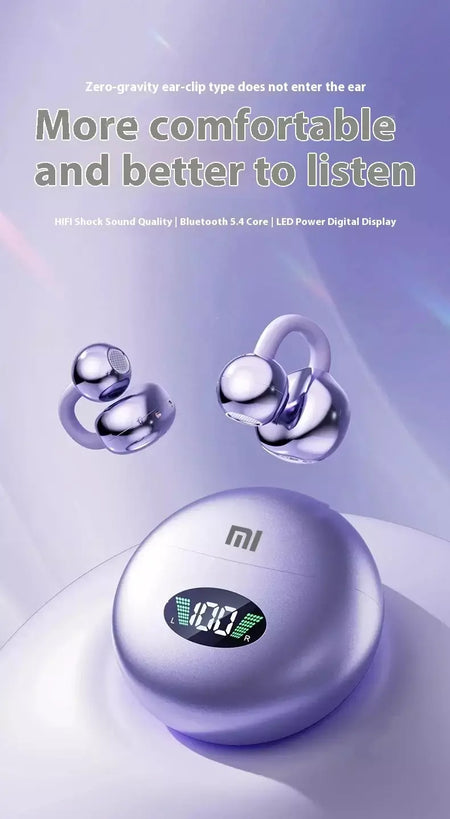 Xiaomi sem fio bluetooth q71 clip-on fones de ouvido alta qualidade som display led música esportes fone de ouvido