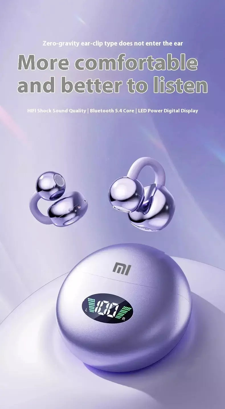 Xiaomi sem fio bluetooth q71 clip-on fones de ouvido alta qualidade som display led música esportes fone de ouvido