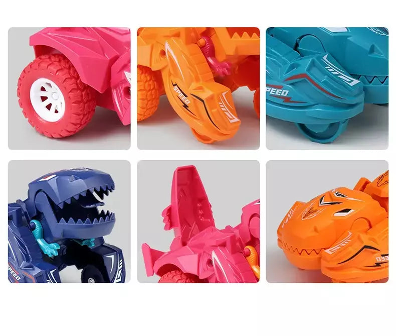 Modelo de carro de deformação de dinossauro 2 em 1, brinquedo para meninos, ação de um passo, transformação de colisão, mini veículos, presente de brinquedo para crianças