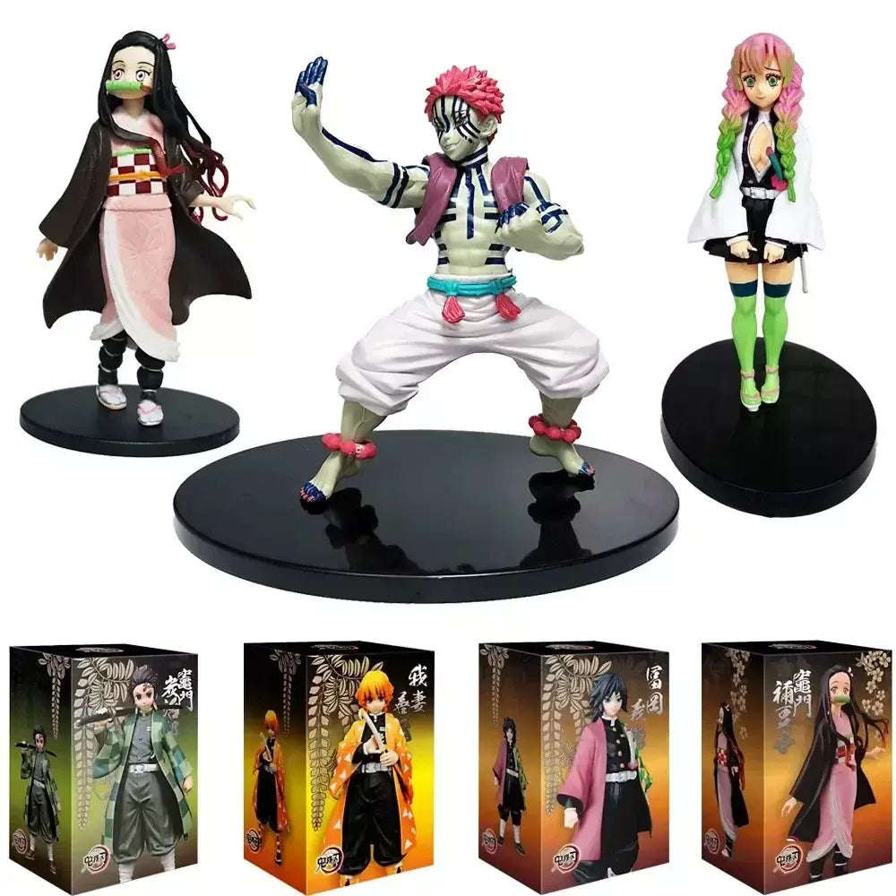 Anime figura demônio slayer figuras kimetsu não yaiba boneca tanjiro nezuko zenitsu estatueta inosuke guerreiro figura de ação modelo brinquedos