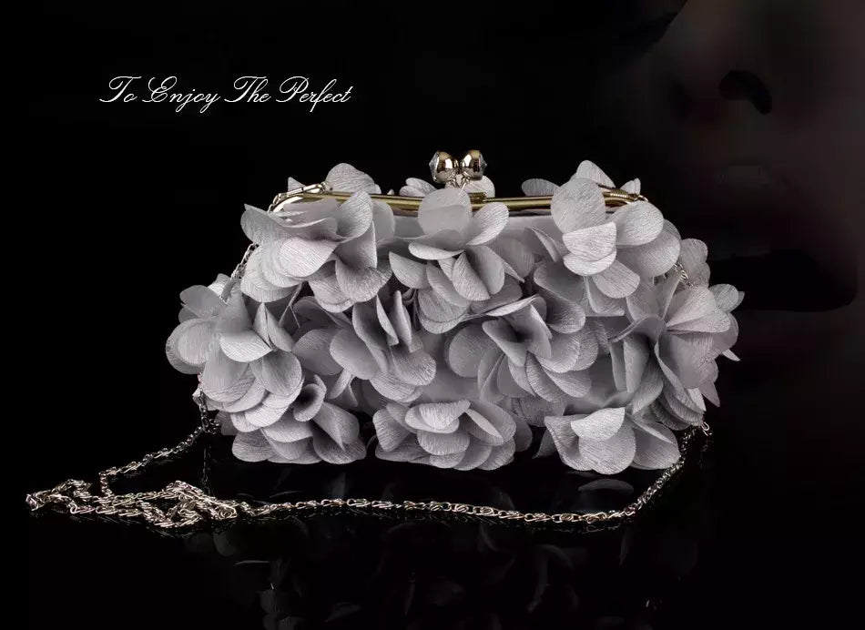 Bolsa de embreagem floral para mulheres, bolsa de casamento para noivas e senhoras, 8 cores, branco, azul, roxo, sacos de flores de noite