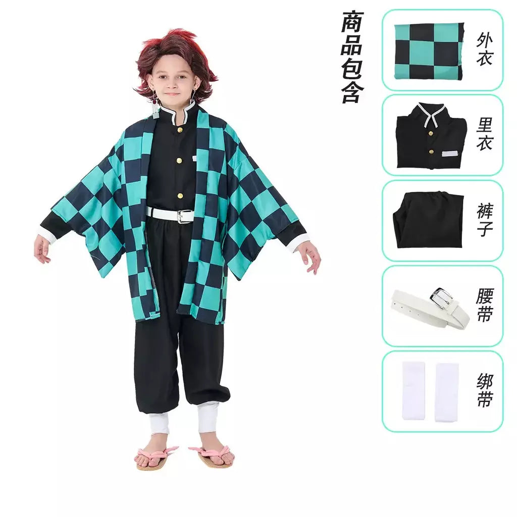 Cosplay traje demônio slayer cosplay tanjiro nezuko cosplay crianças shinobu traje anime dos desenhos animados traje de halloween presentes de natal