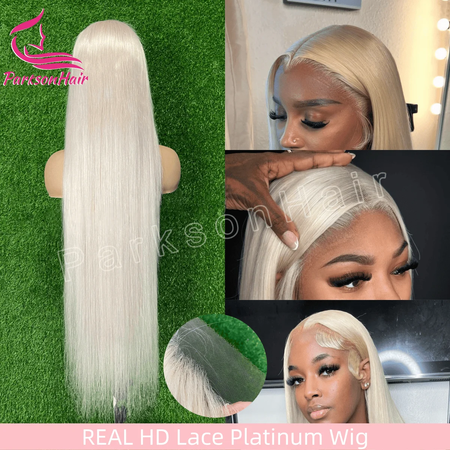 40 Polegada platina reta hd 13x6 13x4 peruca frontal do laço perucas de cabelo humano pré-arrancadas # 60 peruca frontal de renda suíça branca para mulheres
