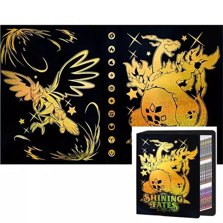 Álbum de cartões 4/9 protetor 240/540 pçs cartão livro mapa carta titular pasta dos desenhos animados charizard mewtwo vmax gx cartões coleção pasta