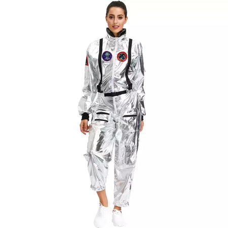 Halloween natal prata spaceman masculino feminino espaço terno adulto crianças astronauta traje festa de família vestir-se presente aniversário