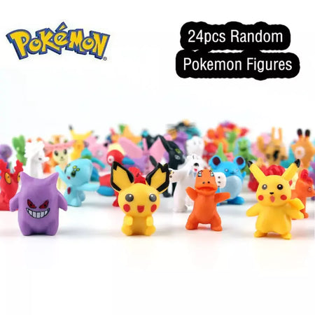 Pokémon Pikachu Mini Action Figure Model Toy para Crianças, Bonecas Coletivas Anime, Presentes de Aniversário, Não Repetindo, 24 Unidades, Conjunto, 2-3cm